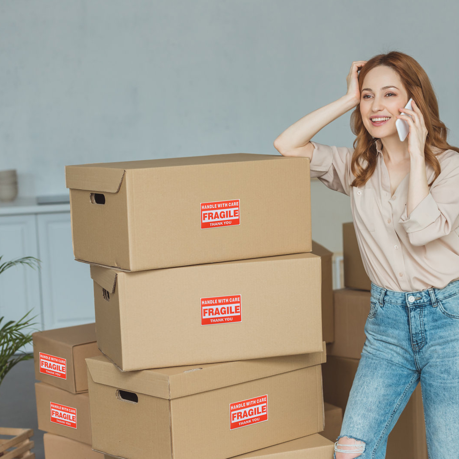 Umweltfreundlich Vorsichtig behandeln. Warnhinweis für Verpackung und Versandetikett. Zerbrechliches Etikett